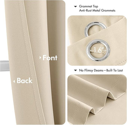 MIULEE Blackout Curtains for Bedroom 2 Panels 40 x 54 Inch Long Cream Beige | - Image 4