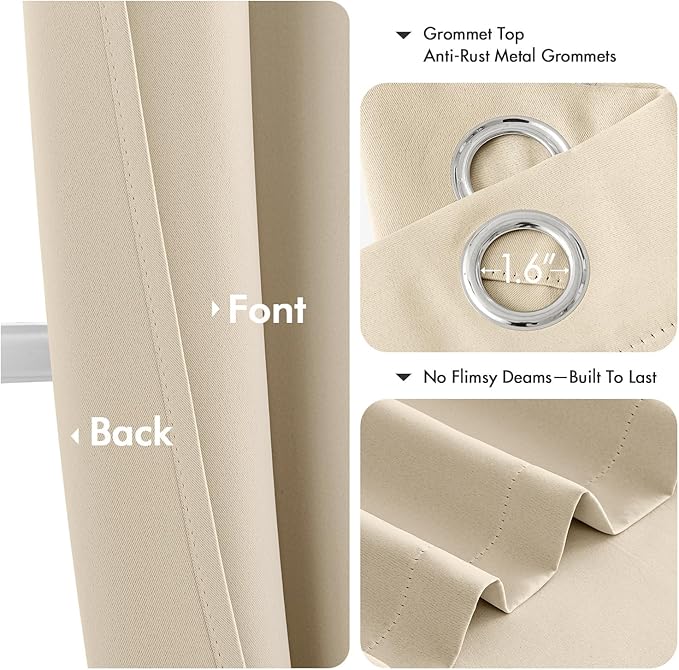 MIULEE Blackout Curtains for Bedroom 2 Panels 34 x 45 Inch Long Cream Beige | - Image 4