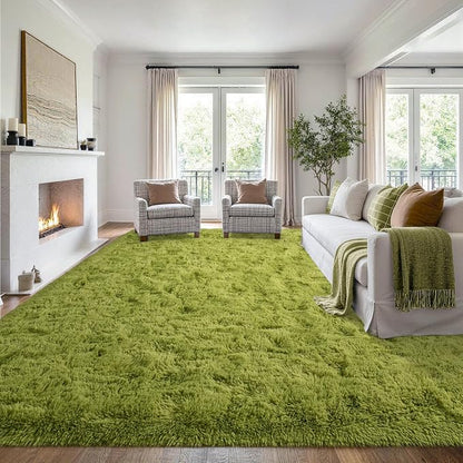 8x10 Extra Large Green Fluffy Area Rug Non-Slip - Image 3