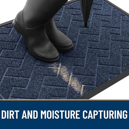 OLANLY Front Door Mat Outside 71x47, All-Season Absorbent Rubber Doormat | Blue - Image 7