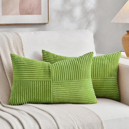Fancy Homi Set of 2 Lime Green Long Lumbar Decorative Throw Pillow Covers 16x24 by Fancy+Homi