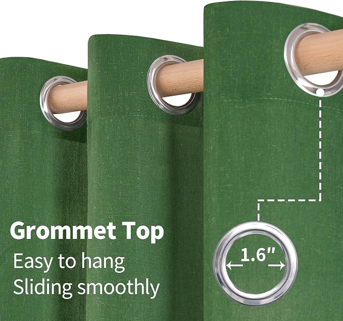 YoungsTex Forest Green Linen Curtains 80 Inches Long - Image 6