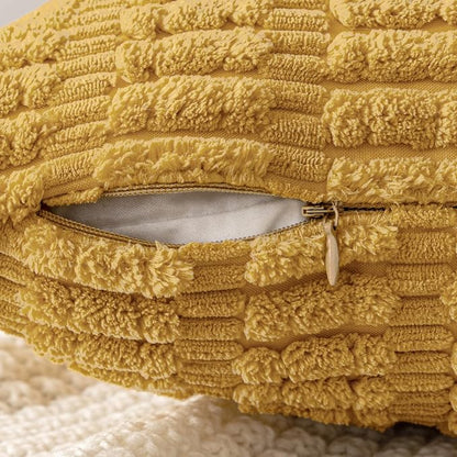 MIULEE Corduroy Decorative Throw Pillow Covers 18x18 Yellow Pack of 2 | Soft - Image 3
