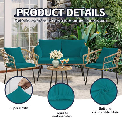 8Pcs Patio Cushion Covers, Outdoor Stretch Cushion Covers, Washable | Stretch - Image 3