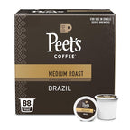 Peet's Coffee, Medium Roast Single Serve Coffee Pods - Single Origin Brazil 88 Count (4 Boxes of 22 Pods)