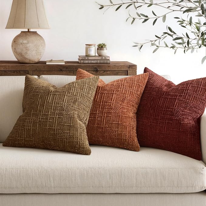 MIULEE Chenille Textured Fall Throw Pillow Covers Bronze 20x20 Set of 2 | - Image 5