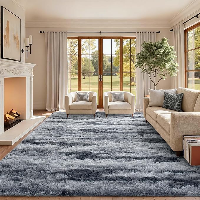 8x10 Ft Extra Large Shag Rugs for Living Room, Tie Dyed Ultra Soft Fluffy Furry by Cuzwlovita