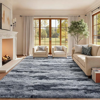 8x10 Ft Extra Large Shag Rugs for Living Room, Tie Dyed Ultra Soft Fluffy Furry by Cuzwlovita