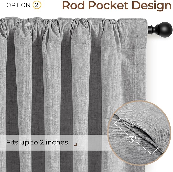 INOVADAY 100% Blackout Curtains 108 Inches Length 2 Panels Set, Back Tab/Rod - Image 4