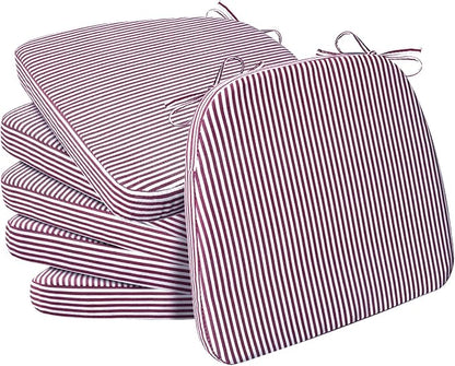 AAAAAcessories D-Shaped Chair Cushions, Machine-Washable Cover, Pinstripe Red by AAAAAcessories