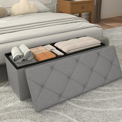 43 inch Storage Ottoman Bench, Folding Storage Bench Ottoman, by Unknown