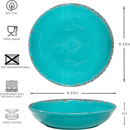 Vintage Pasta Bowl, Melamine Pasta Bowls Set of 6, 42 OZ Large Corlorful Serving Bowl for Kitchen, Dishwasher Safe Salad,Soup,Fruit, Dinner Bowls, Shallow Pasta Plates. Multi-color…