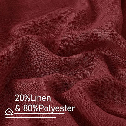 Red Sheer Linen Curtains 45 Inch Length, Linen Textured Light Filtering Panels - Image 3