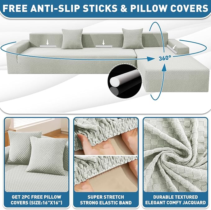 ZNSAYOTX Sectional Couch Covers, Stretch Jacquard Slipcovers - Image 3