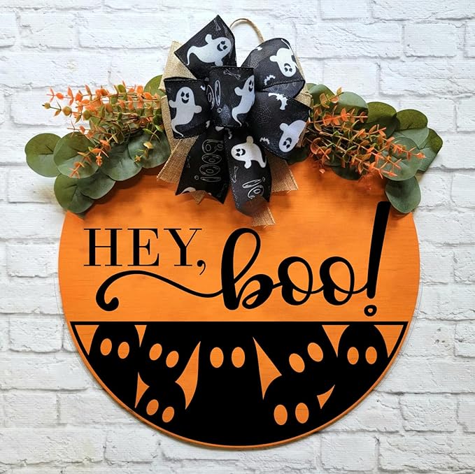 Halloween Stencils for Painting on Wood 12inch Large Halloween Stencil Hey Boo Witches Spider Bats Ghost Draw Templates for Porch Hanger Doormat Fabrics DIY Crafts Decor