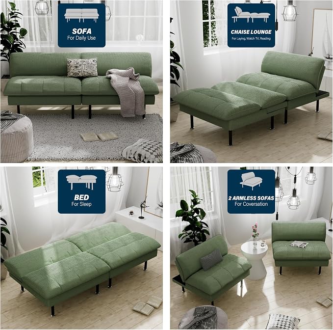 Ribilake 3 Sets 70" Futon Sofa Bed, 4 in 1 Multi-Function Couch Sleeper - Image 4