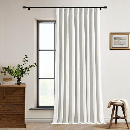 Beige White Pinch Pleated 100% Blackout Linen Curtains W60xL108 1 Panel | Black - Image 7
