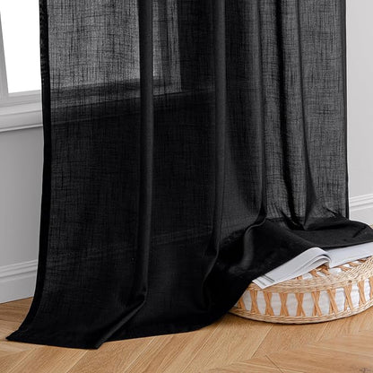 MIULEE Black Linen Curtains 96 Inch Length 2 Panels - Image 7