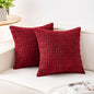 Pack of 2 Corduroy Decorative Throw Pillow Covers 24x24 Inch, Wine Red | Fall by Unknown
