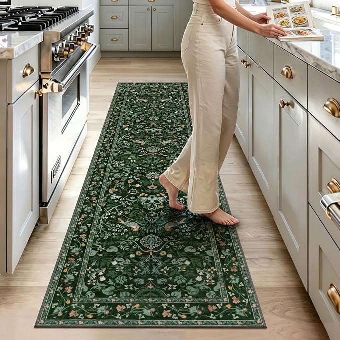 HEBE Hallway Runner Rug 2'x8', Washable Non Slip Kitchen Rug Runner | Soft Boho - Image 9