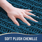 Arotive Luxury Chenille Bathroom Rug Mat, Extra Soft Thick Absorbent Shaggy Bath Rugs, Non-Slip Machine Wash Dry, Plush Bath Mats for Bathroom, Shower and Tub, 44x32, Peacock Blue