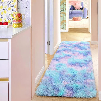 Adorable Rainbow Runner Rugs for Girls Bedroom Hallway, Plush Long Bedside Rugs - Image 8