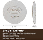 51mm Espresso Puck Screen, Espresso Filter for 51mm Portafilter Filter Basket, Reusable Espresso Screen with 1.7mm Thickness 150μm 316 Stainless Steel
