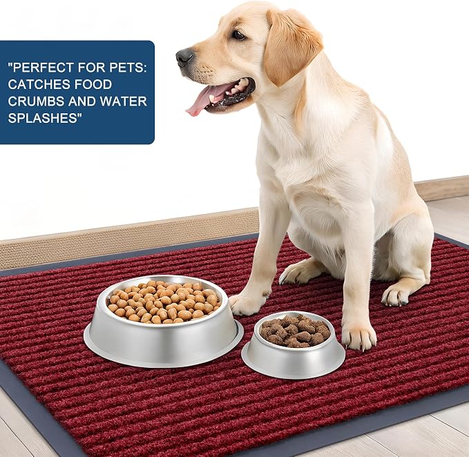 OLANLY 2-Pack Front Door Mats 59x34, Waterproof Heavy-Duty Doormats | Wine Red - Image 6