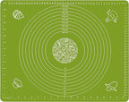 Silicone Baking Mat for Pastry Rolling Dough with Measurements, 19.7" x 15.7" BPA Free Non stick and Non Slip Green Table Sheet Baking Supplies for Bake Pizza Cake