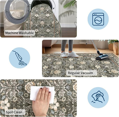 GarveeHome Area Rugs 8x10 for Living Room, Floral Large Washable Rug Soft Non - Image 6