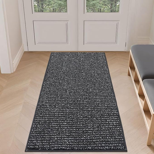 BEQHAUSE Dirt Trapper Door Mat 24"x60", Non-Slip Washable Doormat, Charcoal | by BEQHAUSE