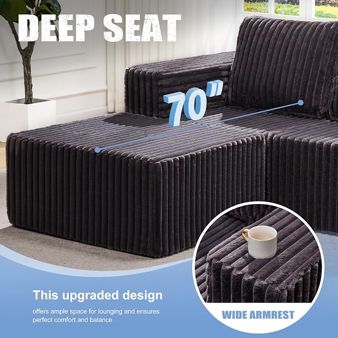 Hobestluk Modular Sectional Sofa Memory Foam Couch Sofa Bed Loveseat - Image 4