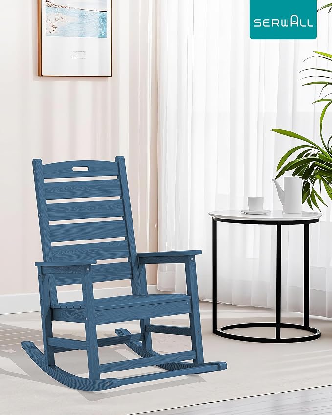 SERWALL Oversized Outdoor Rocking Chair, HDPE Patio Rocking Chair - Image 9