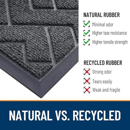 OLANLY Front Door Mat Outside 35x23, All-Season Absorbent Rubber Doormat | Grey - Image 5