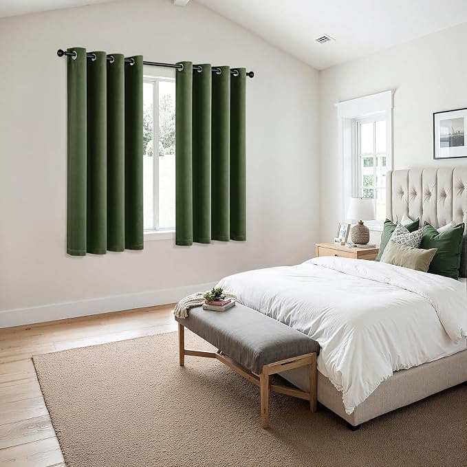 MIULEE Blackout Curtains for Bedroom 2 Panels 50 x 63 Inch Long Olive Green | - Image 6