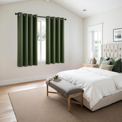 MIULEE Blackout Curtains for Bedroom 2 Panels 50 x 63 Inch Long Olive Green | - Image 6