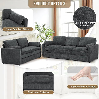 Chenille Upholstered Sofa Set - Image 2