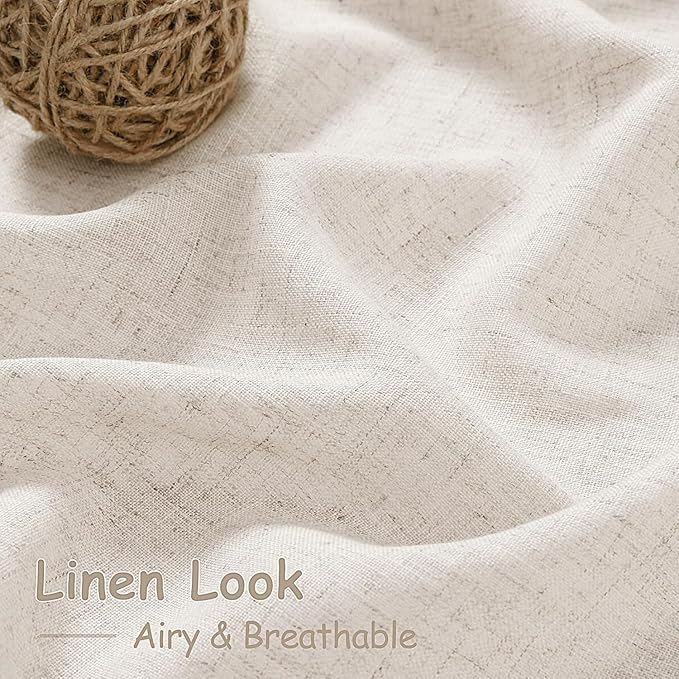 30 Inch Beige Curtains for Kitchen Linen Blend Rustic Farmhouse Short Curtain - Image 4