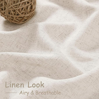 30 Inch Beige Curtains for Kitchen Linen Blend Rustic Farmhouse Short Curtain - Image 4