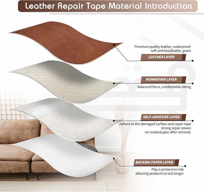 KING MOUNTAIN Leather Repair Patch, 4 x 63 Inches self Adhesive Leather Repair - Image 3
