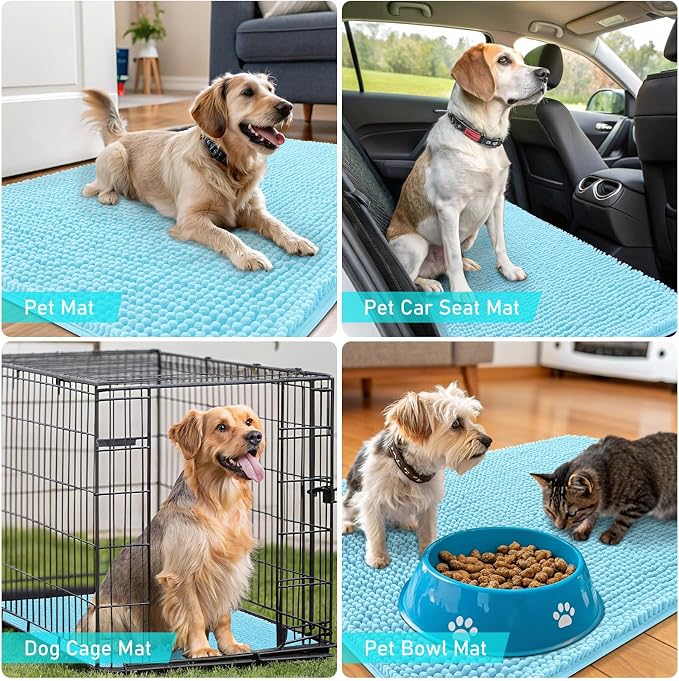 OLANLY Dog Door Mat for Muddy Paws 47x24, Super Absorbent Chenille Mud Mat | - Image 7