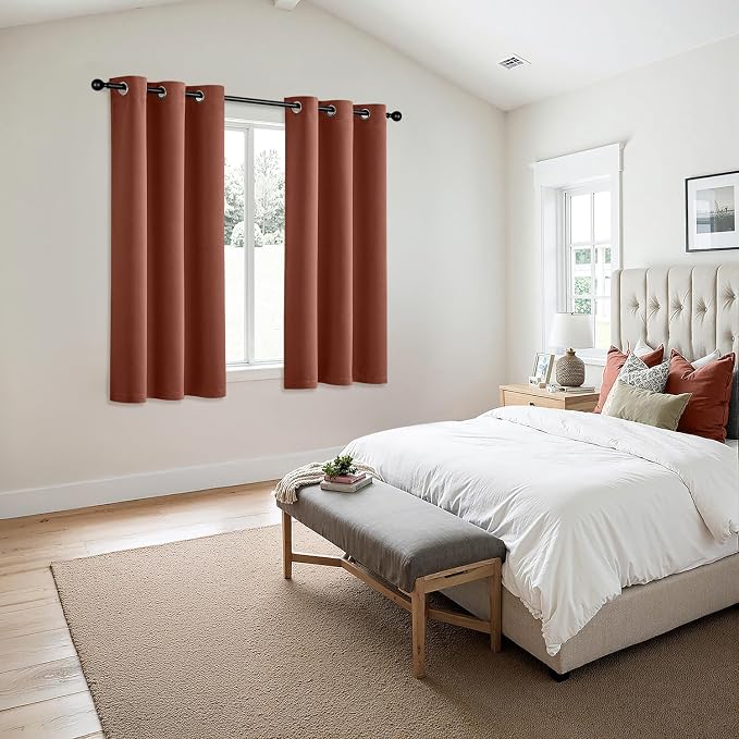 MIULEE Fall Blackout Curtains for Bedroom 2 Panels 40"x45" Long Terracotta | - Image 6