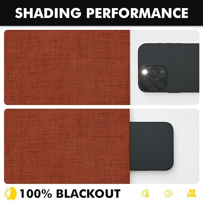 MIULEE Fall 100% Blackout Linen Curtains 42 x 63 Inch Burnt Orange 2 Panels | - Image 7