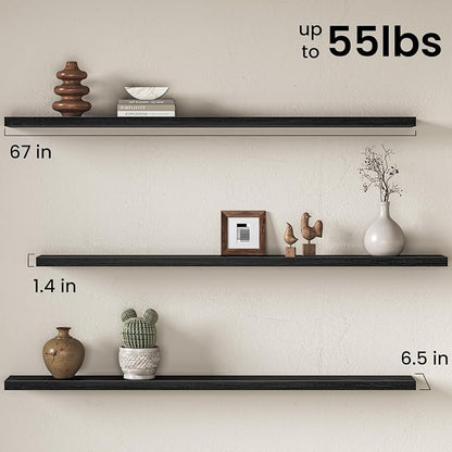 Fun Memories 67 Inch Fireplace Mantel Shelf, Deep Floating Shelves - Image 3