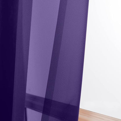 Purple Sheer Curtains 63 inch Length 2 Panels Set, Rod Pocket Voile Fimly Sheer - Image 5