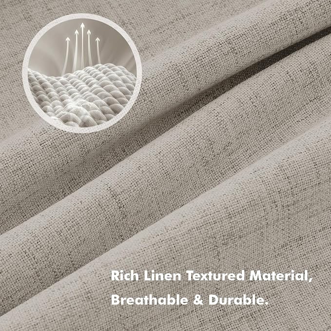 MIULEE 100% Blackout Linen Curtains 42 x 63 Inch Pebble Taupe 2 Panels | - Image 3