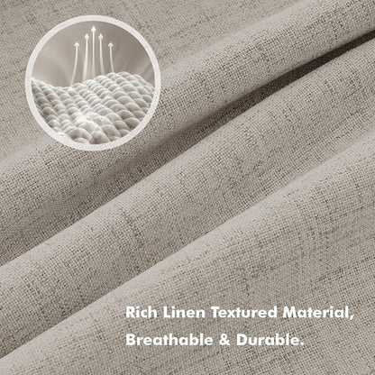 MIULEE 100% Blackout Linen Curtains 42 x 72 Inch Pebble Taupe 2 Panels | - Image 3