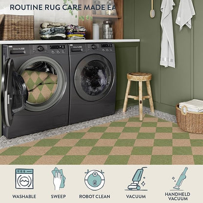 Lahome Checkered Easy Jute 3x5 Outdoor Rug, Washable Rugs - Image 4