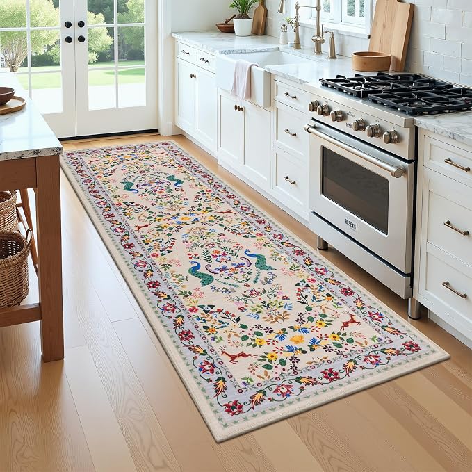 HEBE Hallway Runner Rug 2'x6', Washable Non Slip Kitchen Rug Runner | Soft Boho - Image 9