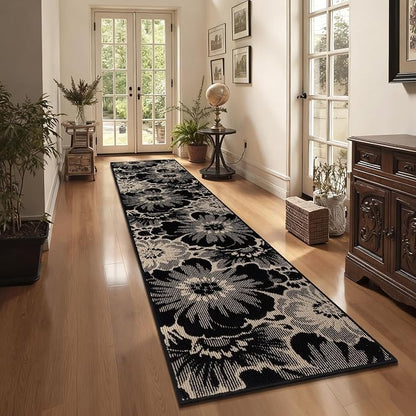 Findosom Hallway Runner Rug 2x12, Non Slip High-Low Textured Floral Washable - Image 2